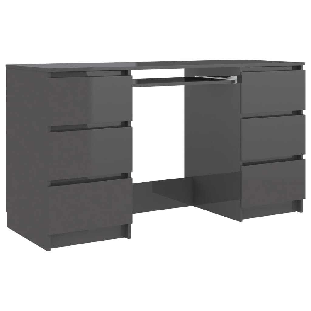 Writing Desk High Gloss Grey 140x50x77 cm Chipboard